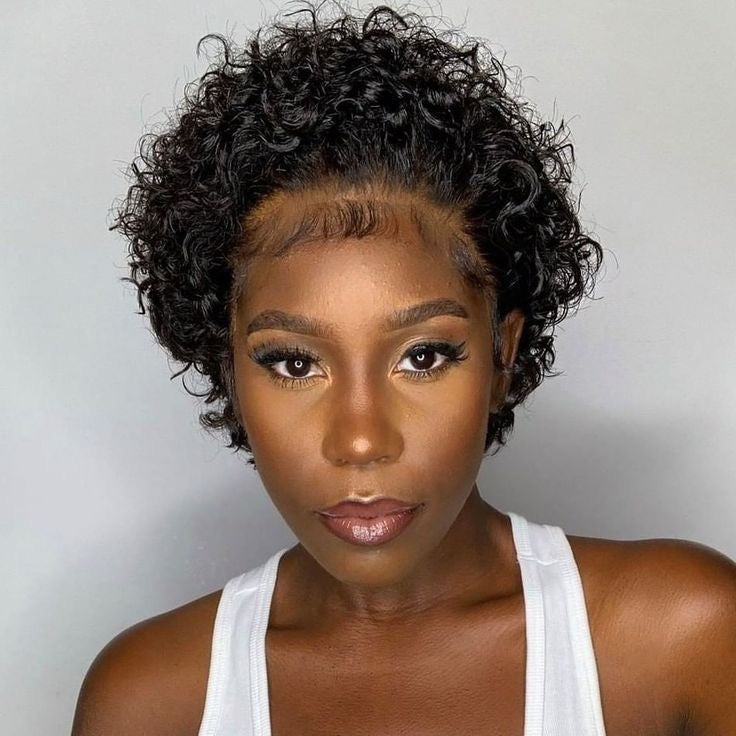 Caramel Pixie Cut hair 13x4 perruque cheveux Rémy