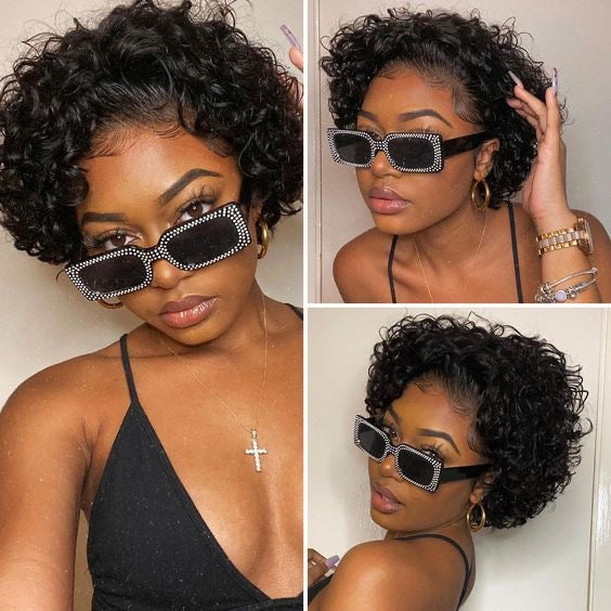 Caramel Pixie Cut hair 13x4 perruque cheveux Rémy