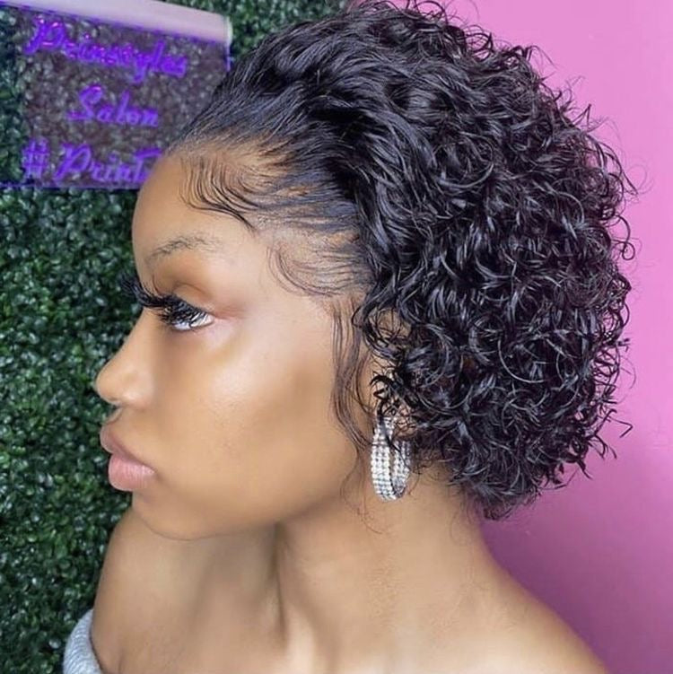 Caramel Pixie Cut hair 13x4 perruque cheveux Rémy
