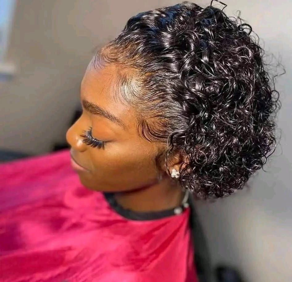 Caramel Pixie Cut hair 13x4 perruque cheveux Rémy